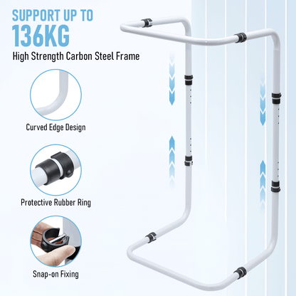 Blanket Lifter Bar 62-82cm Height Adjustable Feet Tent Steel Bed Cradle Max Load 136kg with 4 Clips for Feet Toes Leg Knee Ankle Post Surgery Recovery - Image 5