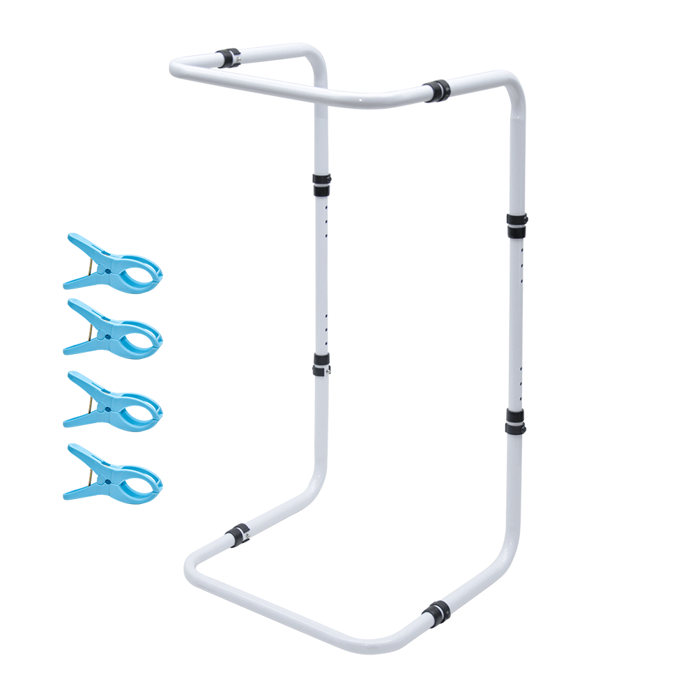 Blanket Lifter Bar 62-82cm Height Adjustable Feet Tent Steel Bed Cradle Max Load 136kg with 4 Clips for Feet Toes Leg Knee Ankle Post Surgery Recovery - Image 6