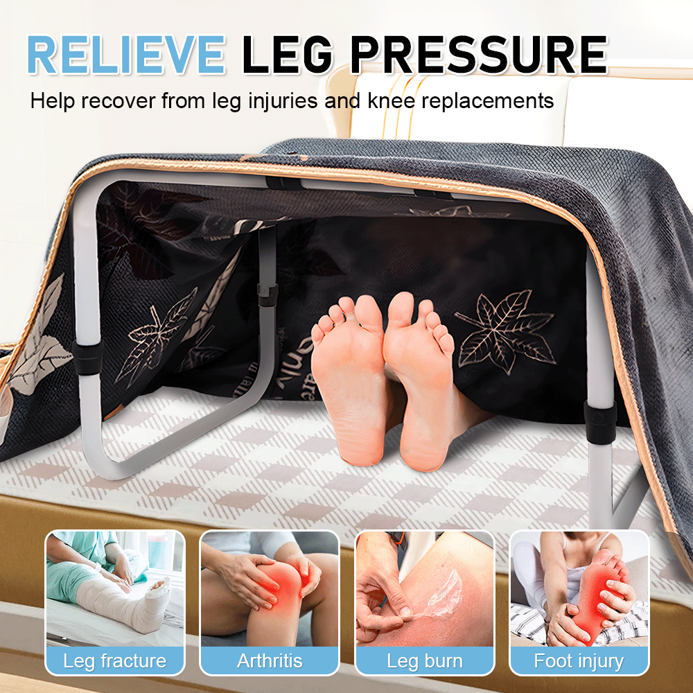 Blanket Lifter Bar 62-82cm Height Adjustable Feet Tent Steel Bed Cradle Max Load 136kg with 4 Clips for Feet Toes Leg Knee Ankle Post Surgery Recovery - Image 8