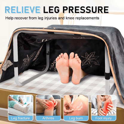 Blanket Lifter Bar 62-82cm Height Adjustable Feet Tent Steel Bed Cradle Max Load 136kg with 4 Clips for Feet Toes Leg Knee Ankle Post Surgery Recovery - Image 8