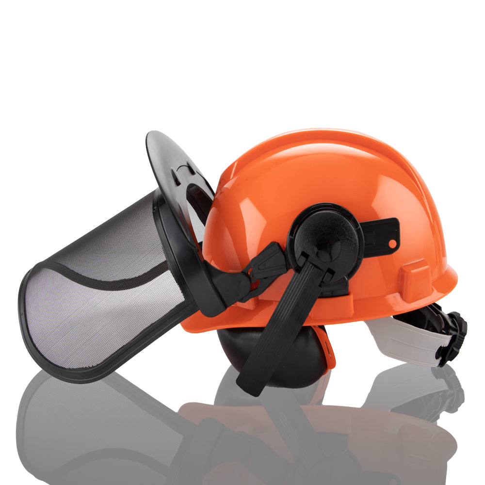 Chainsaw Brushcutter Hard Hat Safety Helmet Face Shield With Visor & Ear Muffs For Landscaping Gardening Lawn Mowing Edge Trimming CE Approved - Image 2
