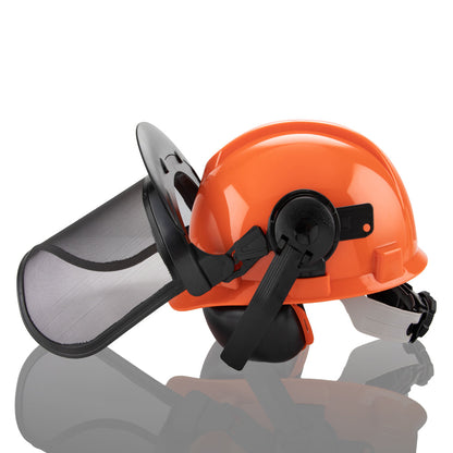 Chainsaw Brushcutter Hard Hat Safety Helmet Face Shield With Visor & Ear Muffs For Landscaping Gardening Lawn Mowing Edge Trimming CE Approved - Image 2
