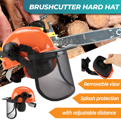 Chainsaw Brushcutter Hard Hat Safety Helmet Face Shield With Visor & Ear Muffs For Landscaping Gardening Lawn Mowing Edge Trimming CE Approved - Image 3