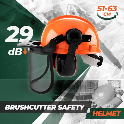 Chainsaw Brushcutter Hard Hat Safety Helmet Face Shield With Visor & Ear Muffs For Landscaping Gardening Lawn Mowing Edge Trimming CE Approved - Image 4