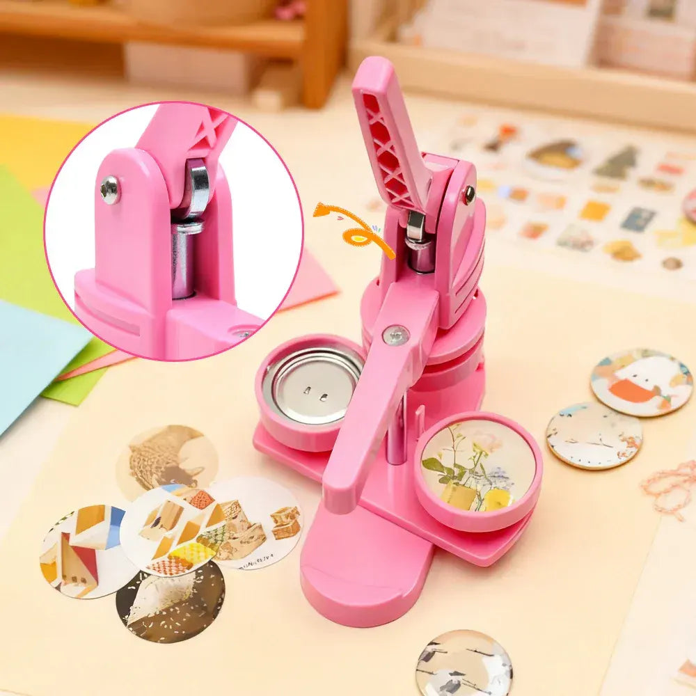 58mm Button Maker Machine DIY Badge Making Pin Press Machine with All-Inclusive Accessories for Custom Pin Badges Mirrors Fridge Magnets Gift Set Pink - Image 5