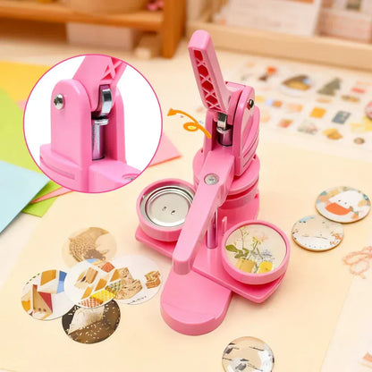 58mm Button Maker Machine DIY Badge Making Pin Press Machine with All-Inclusive Accessories for Custom Pin Badges Mirrors Fridge Magnets Gift Set Pink - Image 5
