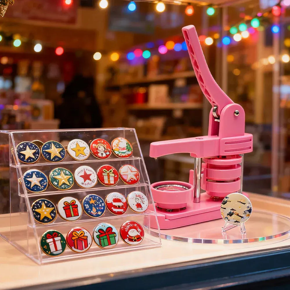 58mm Button Maker Machine DIY Badge Making Pin Press Machine with All-Inclusive Accessories for Custom Pin Badges Mirrors Fridge Magnets Gift Set Pink - Image 8