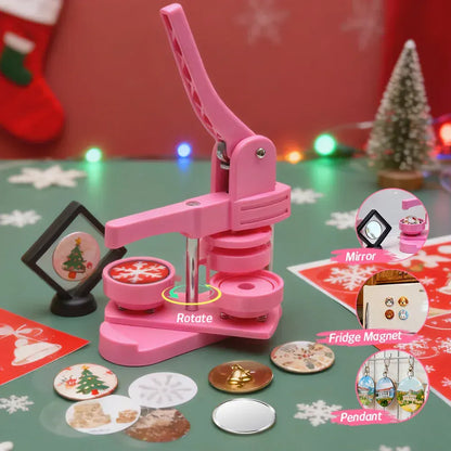 58mm Button Maker Machine DIY Badge Making Pin Press Machine with All-Inclusive Accessories for Custom Pin Badges Mirrors Fridge Magnets Gift Set Pink - Image 9