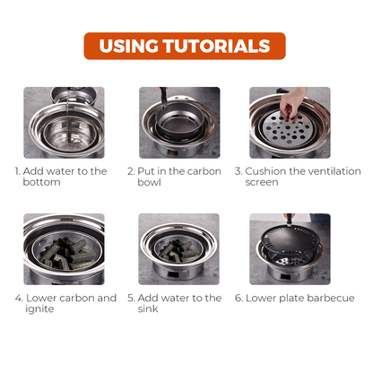Portable Multifunctional Charcoal Barbecue Grill 13 Inch Stainless Steel BBQ Camping Grill Stove Tabletop Smoker Grill for Outdoor Indoor Picnic - Image 3