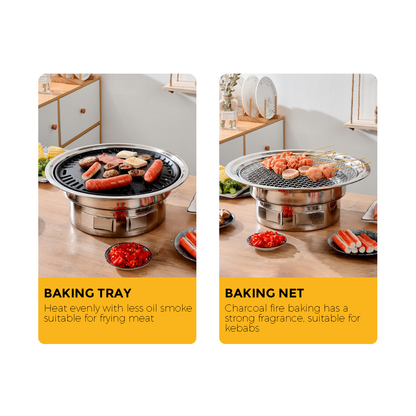 Portable Multifunctional Charcoal Barbecue Grill 13 Inch Stainless Steel BBQ Camping Grill Stove Tabletop Smoker Grill for Outdoor Indoor Picnic - Image 4