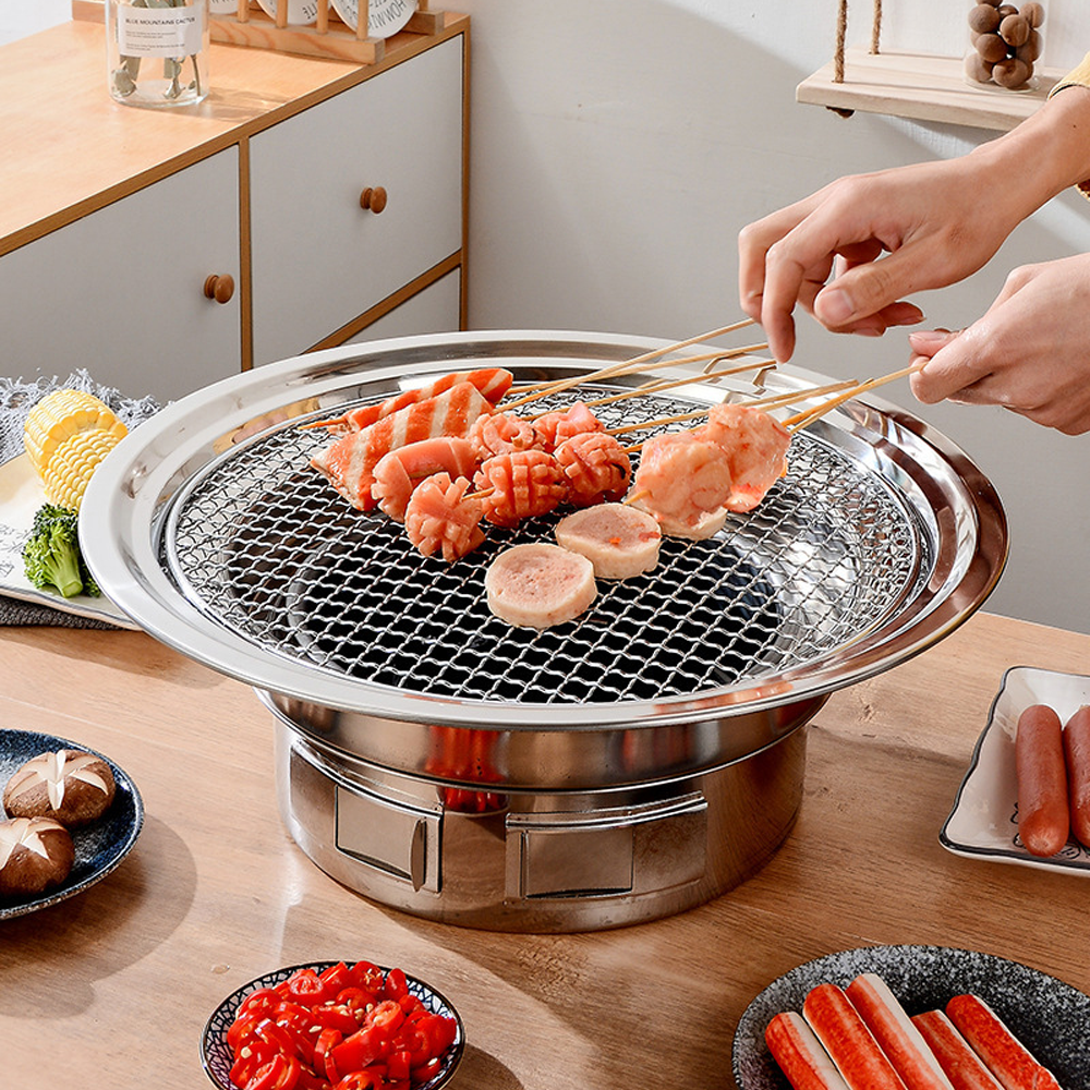 Portable Multifunctional Charcoal Barbecue Grill 13 Inch Stainless Steel BBQ Camping Grill Stove Tabletop Smoker Grill for Outdoor Indoor Picnic - Image 6