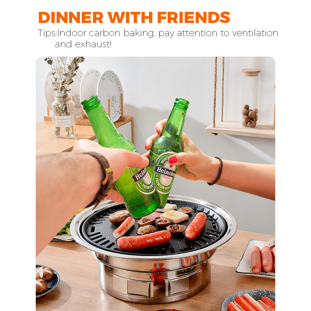 Portable Multifunctional Charcoal Barbecue Grill 13 Inch Stainless Steel BBQ Camping Grill Stove Tabletop Smoker Grill for Outdoor Indoor Picnic - Image 7