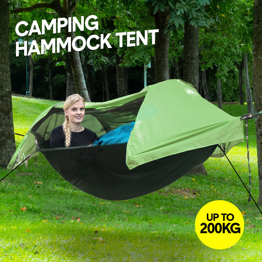 Hammock Tent Outdoor Double Portable Multi-Functional Waterproof Hammock Parachute Camping Hanging Bed 270x140cm with Anti Mosquito Net and Storage Bag - Image 2