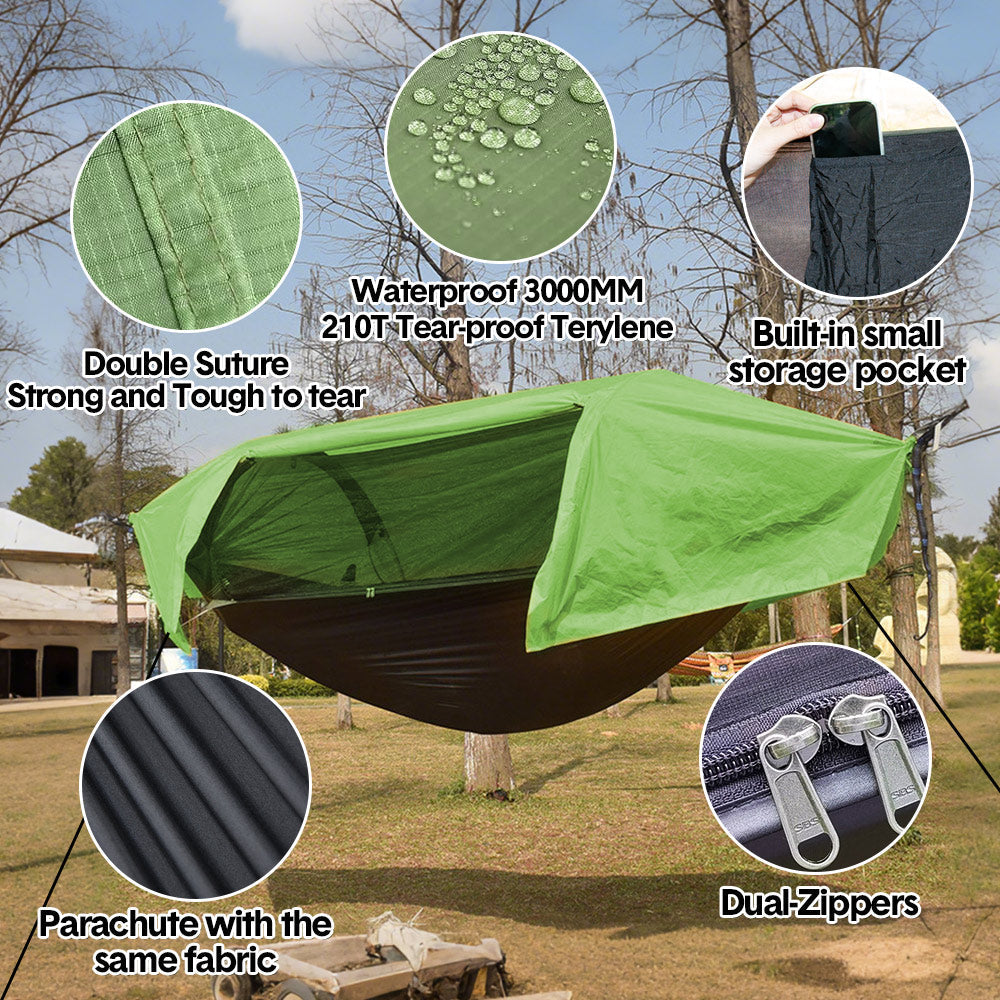 Hammock Tent Outdoor Double Portable Multi-Functional Waterproof Hammock Parachute Camping Hanging Bed 270x140cm with Anti Mosquito Net and Storage Bag - Image 3