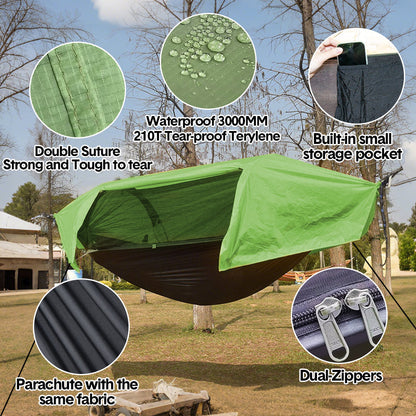 Hammock Tent Outdoor Double Portable Multi-Functional Waterproof Hammock Parachute Camping Hanging Bed 270x140cm with Anti Mosquito Net and Storage Bag - Image 3