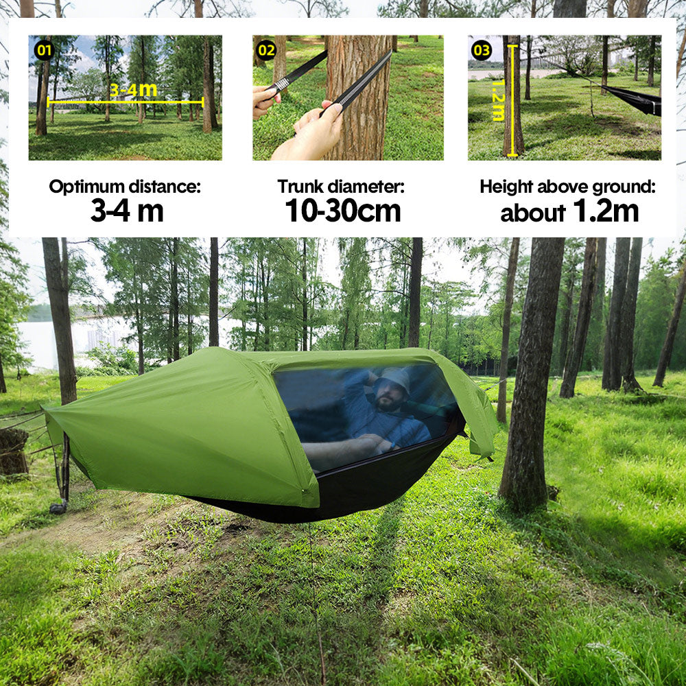Hammock Tent Outdoor Double Portable Multi-Functional Waterproof Hammock Parachute Camping Hanging Bed 270x140cm with Anti Mosquito Net and Storage Bag - Image 4