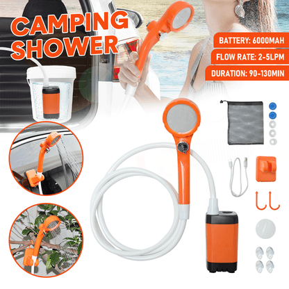 Portable Camping Shower IPX7 Waterproof Outdoor Shower Water Pump with Rechargeable Battery and Intelligent Digital Display for Camping Hiking Traveling - Image 2
