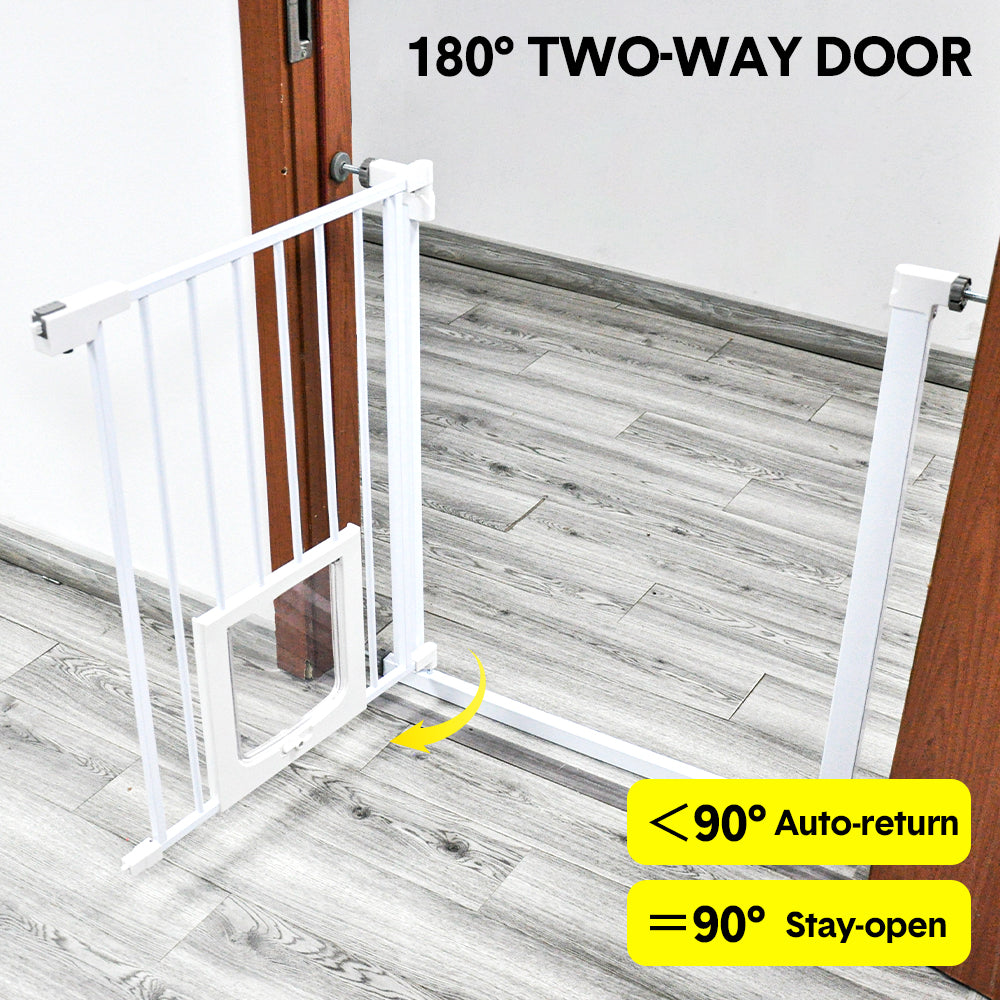 Alston 76cm Tall Baby Pet Security Gate Safety Adjustable Width with Cat Door for House Doorways Stairs Guard Extension Part Width 12cm/24cm Wall Mount - Image 3