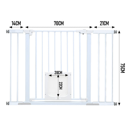 Alston 76cm Tall Baby Pet Security Gate Safety Adjustable Width with Cat Door for House Doorways Stairs Guard Extension Part Width 12cm/24cm Wall Mount - Image 8