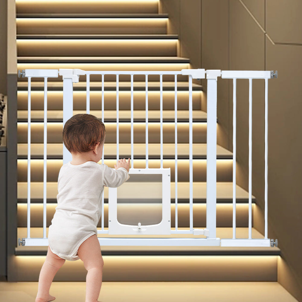 Alston 76cm Tall Baby Pet Security Gate Safety Adjustable Width with Cat Door for House Doorways Stairs Guard Extension Part Width 12cm/24cm Wall Mount - Image 9