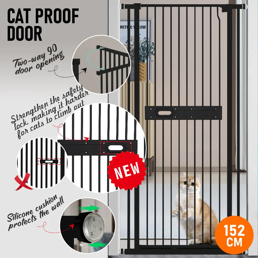 Alston Extra Tall 150cm Baby Pet Security Gate Balck Safety Gate Easy Fit Fence Two Way Opening No Drill Needed - Image 3