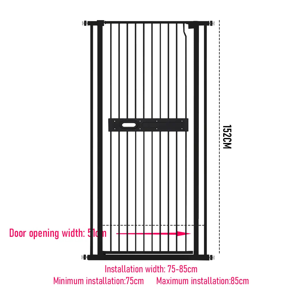 Alston Extra Tall 150cm Baby Pet Security Gate Balck Safety Gate Easy Fit Fence Two Way Opening No Drill Needed - Image 7