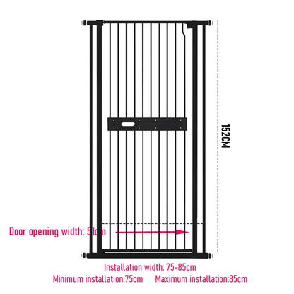 Alston Extra Tall 150cm Baby Pet Security Gate Balck Safety Gate Easy Fit Fence Two Way Opening No Drill Needed - Image 7