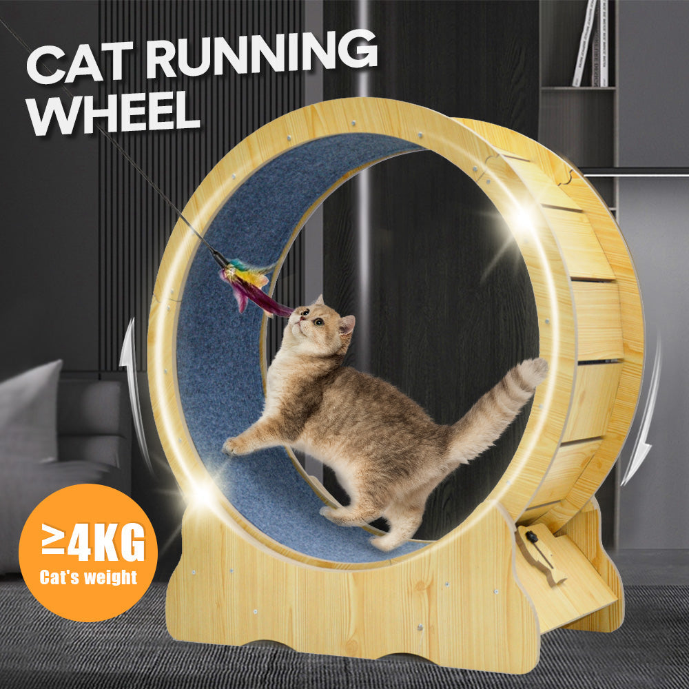 Cat Running Wheel Cat Running Wheel Ultra-Quiet Treadmill Exerciser Scratcher with Anti-Slip Carpet Detachable Runway and Safety Latch Cat Sport Runner Toy - Image 2