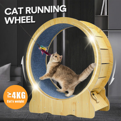 Cat Running Wheel Cat Running Wheel Ultra-Quiet Treadmill Exerciser Scratcher with Anti-Slip Carpet Detachable Runway and Safety Latch Cat Sport Runner Toy - Image 2