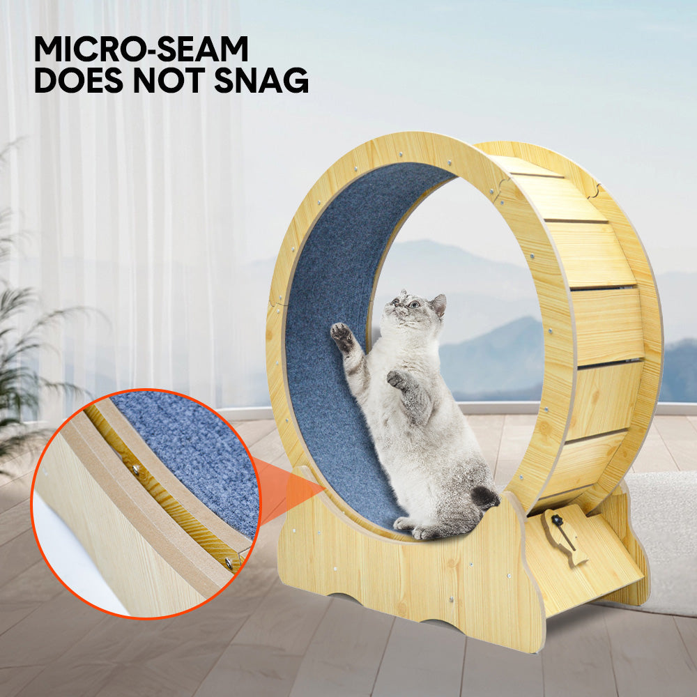 Cat Running Wheel Cat Running Wheel Ultra-Quiet Treadmill Exerciser Scratcher with Anti-Slip Carpet Detachable Runway and Safety Latch Cat Sport Runner Toy - Image 4