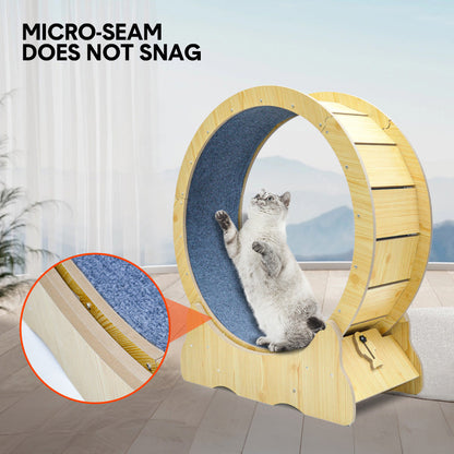 Cat Running Wheel Cat Running Wheel Ultra-Quiet Treadmill Exerciser Scratcher with Anti-Slip Carpet Detachable Runway and Safety Latch Cat Sport Runner Toy - Image 4