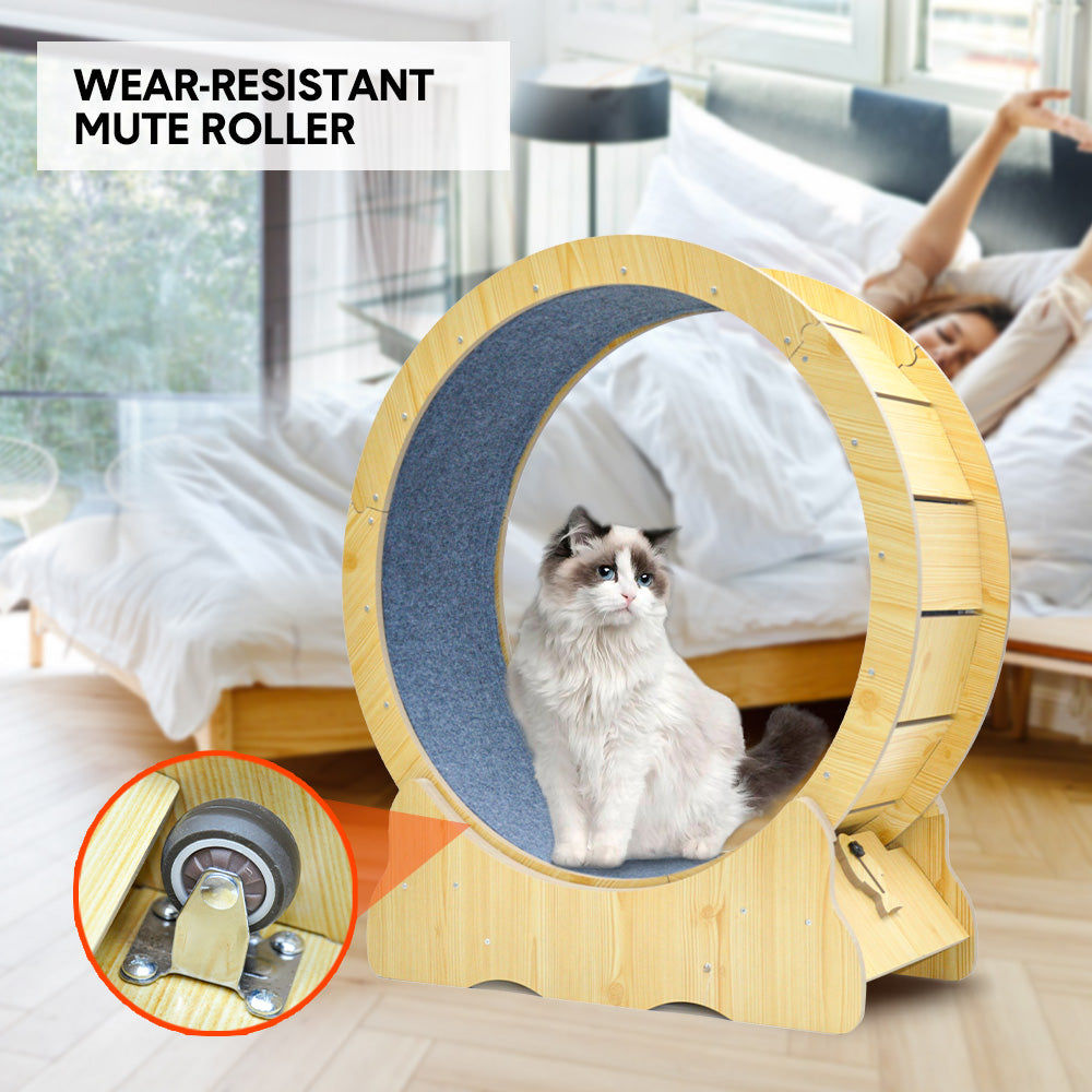 Cat Running Wheel Cat Running Wheel Ultra-Quiet Treadmill Exerciser Scratcher with Anti-Slip Carpet Detachable Runway and Safety Latch Cat Sport Runner Toy - Image 6
