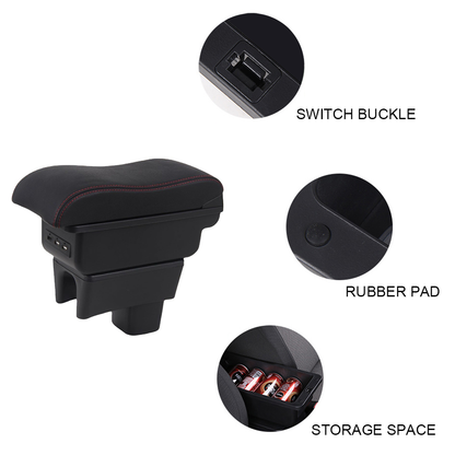 Suzuki Swift 2005-2021 Center Central Storage Car Console Seat Armrest Box Durable ABS Armrest Box Replacement Double Layer Black With USB Cable - Image 7