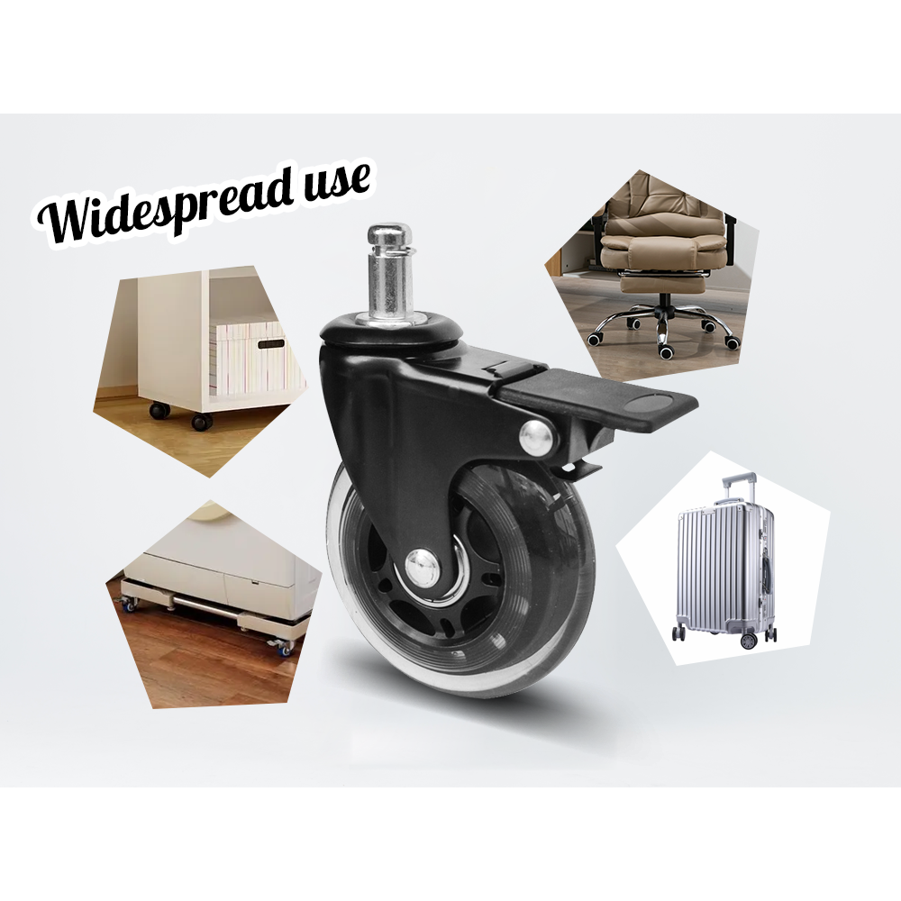 5 pcs Office Chair Casters 360 Rotatable Replacement Wheels with Locks - Image 3