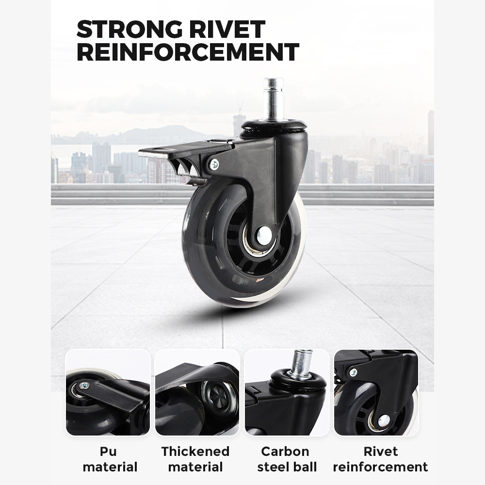 5 pcs Office Chair Casters 360 Rotatable Replacement Wheels with Locks - Image 6