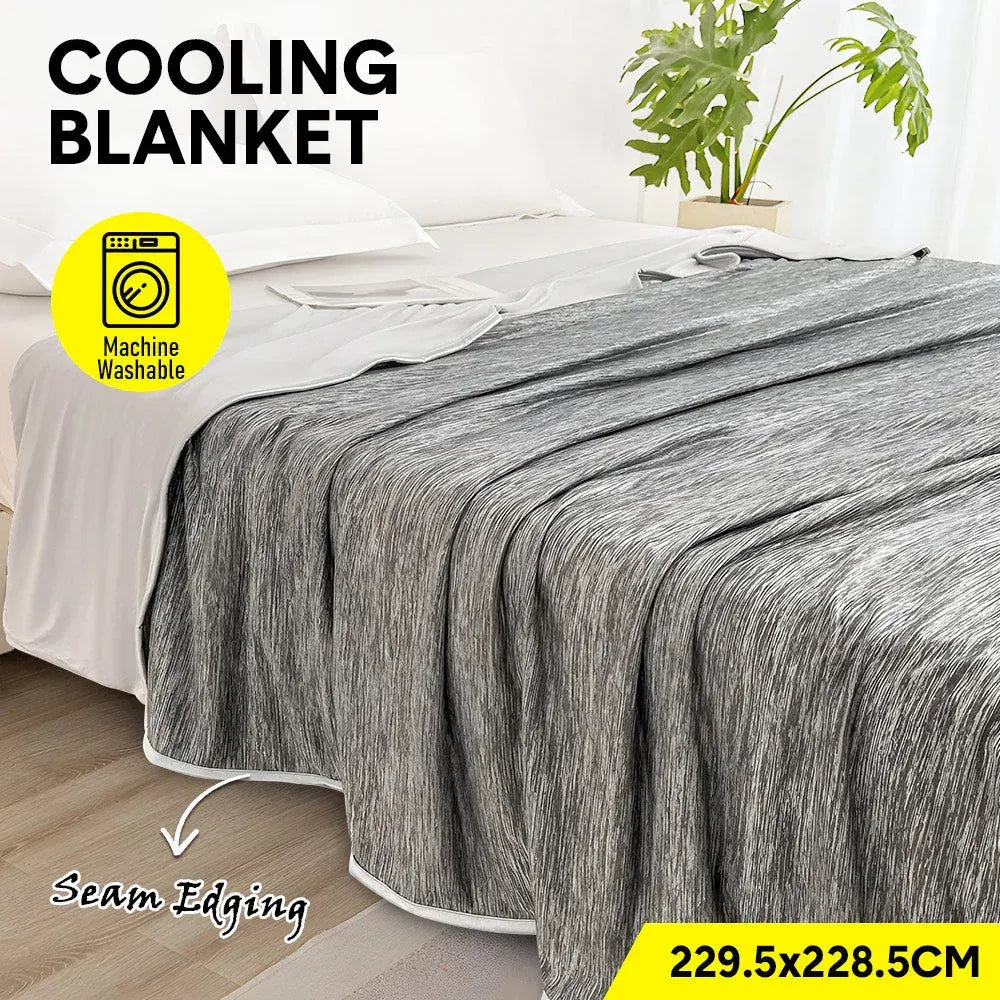 Summer Cooling Blanket90"x90" Lightweight Breathable Ice Cooling Throw Soft Cold Blankets for Bed Sofa or Couch Keeps Hot Sleepers Cool Large 229x228cm Grey - Image 2