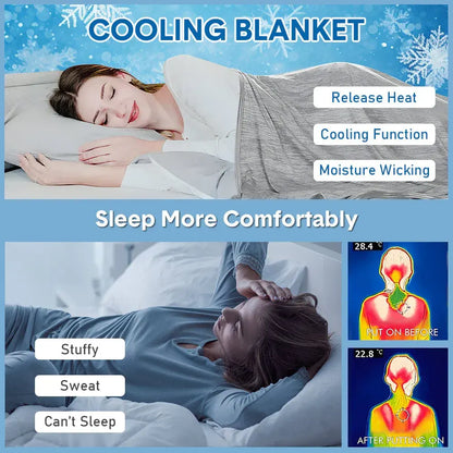 Summer Cooling Blanket90"x90" Lightweight Breathable Ice Cooling Throw Soft Cold Blankets for Bed Sofa or Couch Keeps Hot Sleepers Cool Large 229x228cm Grey - Image 3