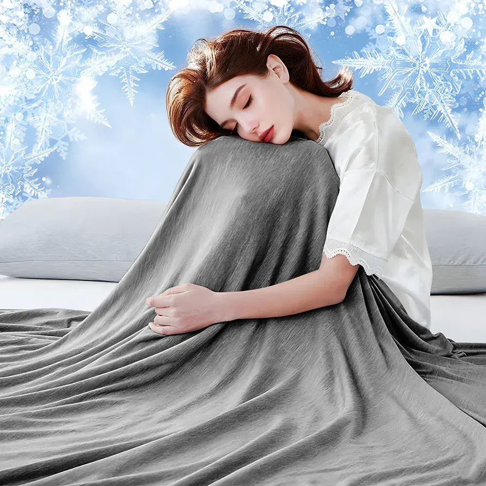 Summer Cooling Blanket90"x90" Lightweight Breathable Ice Cooling Throw Soft Cold Blankets for Bed Sofa or Couch Keeps Hot Sleepers Cool Large 229x228cm Grey - Image 8