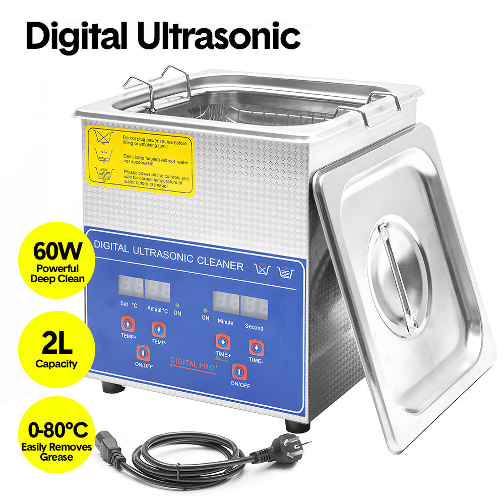 2L Ultrasonic Cleaner Lab-Grade Stainless Steel Ultrasonic Cleaning Machine Digital Heating Timer and Basket for Home and Commercial Jewellery Eyeglass - Image 2
