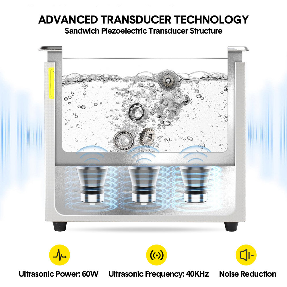 2L Ultrasonic Cleaner Lab-Grade Stainless Steel Ultrasonic Cleaning Machine Digital Heating Timer and Basket for Home and Commercial Jewellery Eyeglass - Image 3