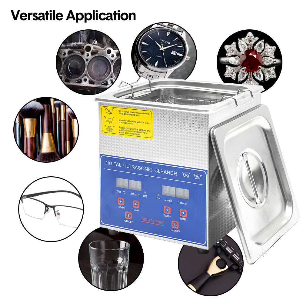 2L Ultrasonic Cleaner Lab-Grade Stainless Steel Ultrasonic Cleaning Machine Digital Heating Timer and Basket for Home and Commercial Jewellery Eyeglass - Image 8