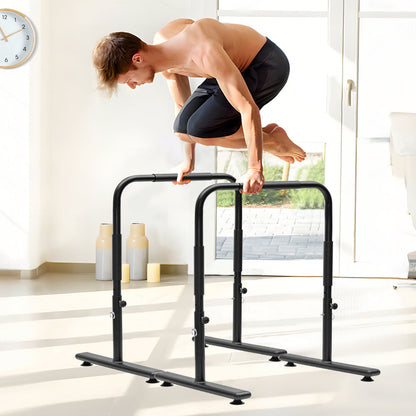 Set of 2 Functional Fitness Dip Stands Station Height Adjustable Dip Bars Portable Parallettes Calisthenics Equipment Safety for Home Gym Strength Training - Image 2