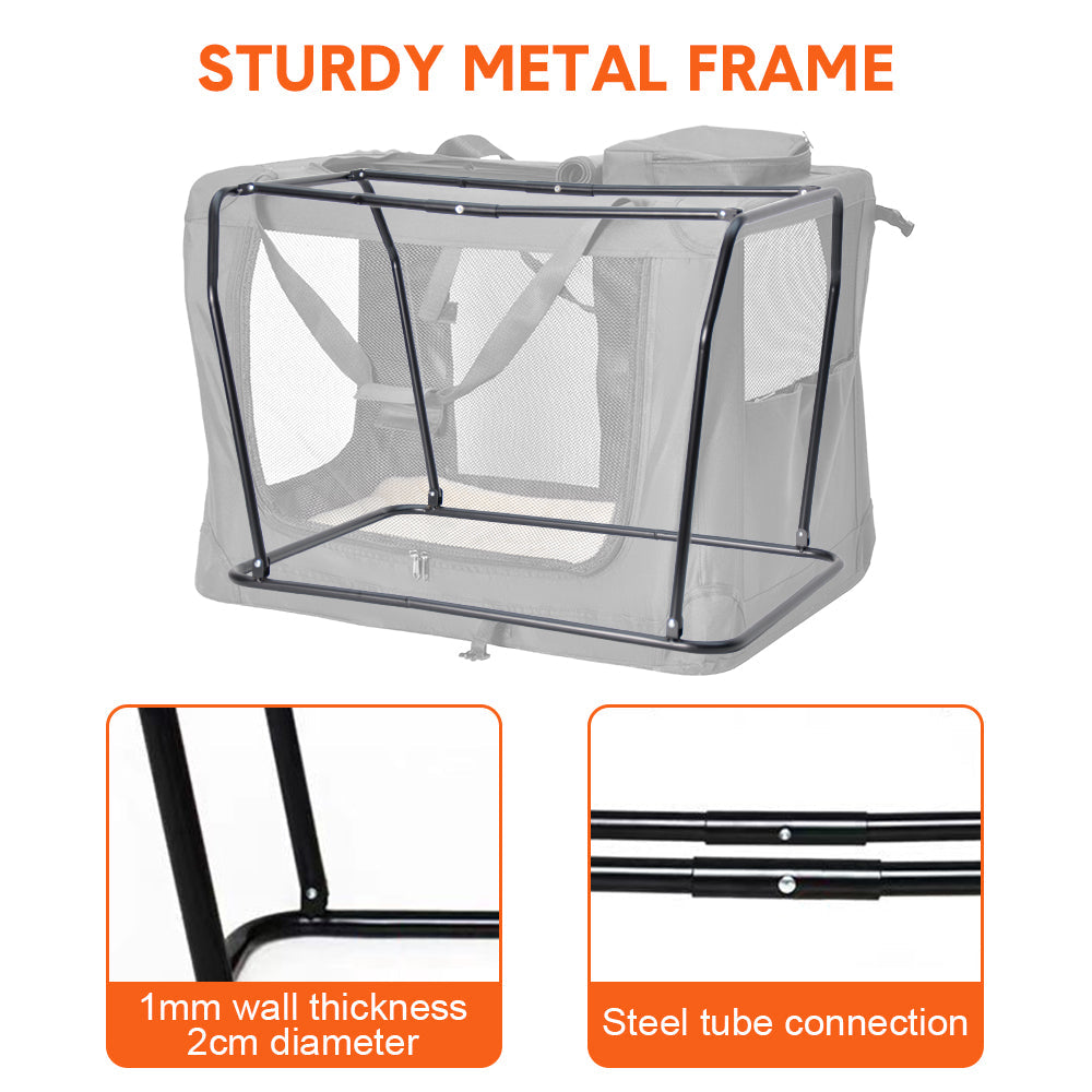 Foldable Dog Carrier Large Pet Travel Bag Portable and Breathable Car Travel Transport Kennel 72x52x52cm Load Up to 27kg with Steel Frame and Pocket Black - Image 5