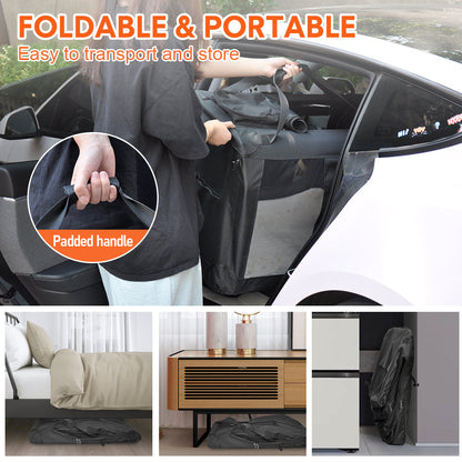 Foldable Dog Carrier Large Pet Travel Bag Portable and Breathable Car Travel Transport Kennel 72x52x52cm Load Up to 27kg with Steel Frame and Pocket Black - Image 6