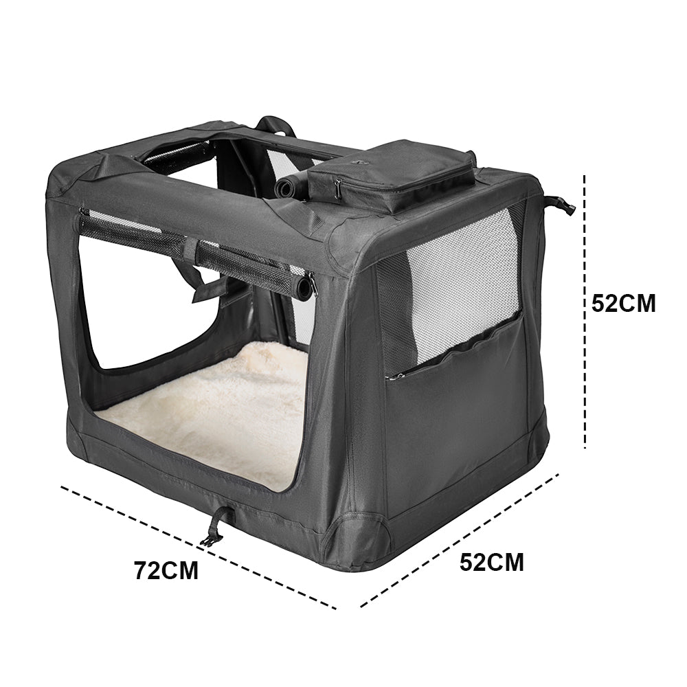 Foldable Dog Carrier Large Pet Travel Bag Portable and Breathable Car Travel Transport Kennel 72x52x52cm Load Up to 27kg with Steel Frame and Pocket Black - Image 7