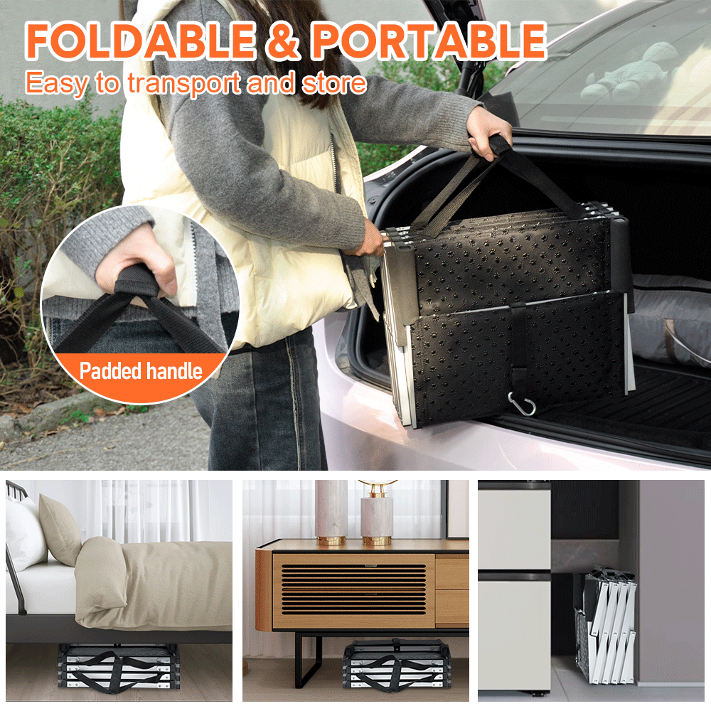 Folding Dog Stair Lightweight Aluminium Dog Ramp Adjustable Height 5 Steps Pet Ladder Loads up to 70Kg with Non-Slip Surface for Cars Trunk SUV Trucks - Image 4