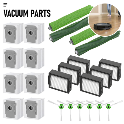 Vacuum Parts Kit Replacement Parts for iRobot Roomba i7 i7 Plus i8 j7 i4 i3 E5 E6 E7 Include 4 Roller Brushes 6 Filters 6 Side Brushes 8 Dust Bags - Image 2