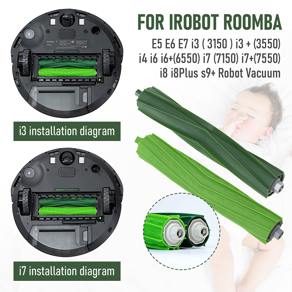 Vacuum Parts Kit Replacement Parts for iRobot Roomba i7 i7 Plus i8 j7 i4 i3 E5 E6 E7 Include 4 Roller Brushes 6 Filters 6 Side Brushes 8 Dust Bags - Image 3