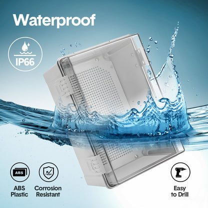 Electrical ABS Junction Box IP66 Waterproof Electrical Enclosure with Clear Hinged Cover and Mounting Plate for Electrical Project 30x20x17cm - Image 4
