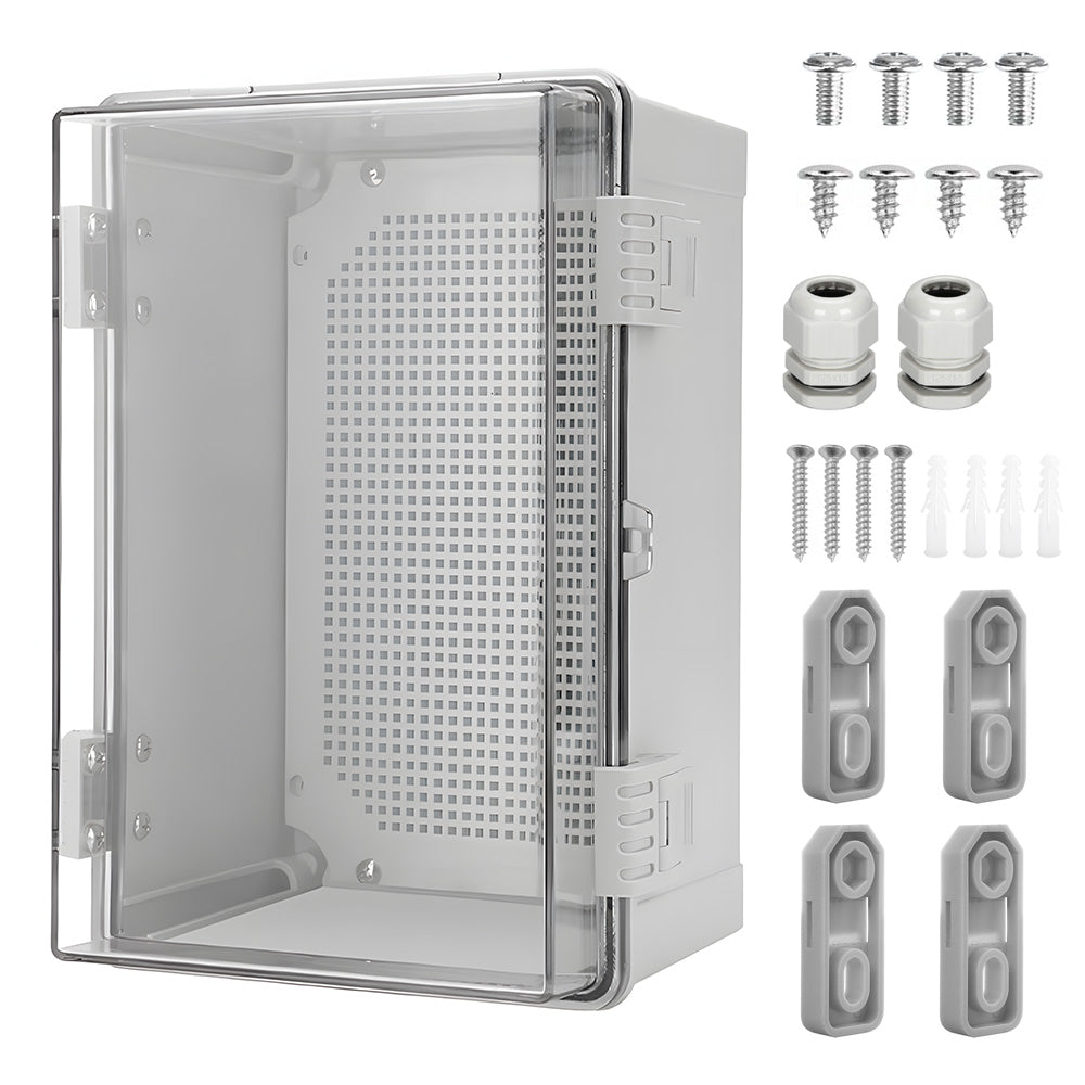 Electrical ABS Junction Box IP66 Waterproof Electrical Enclosure with Clear Hinged Cover and Mounting Plate for Electrical Project 30x20x17cm - Image 7